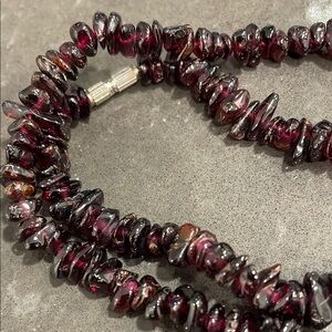 Natural Garnet Chip Necklace with Metal Screw Cap
